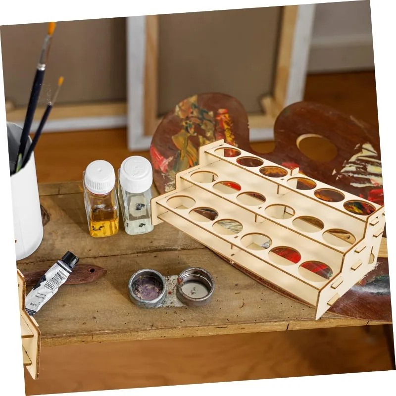 Art Craft Display - Top Quality Wooden Paint Rack Organizer