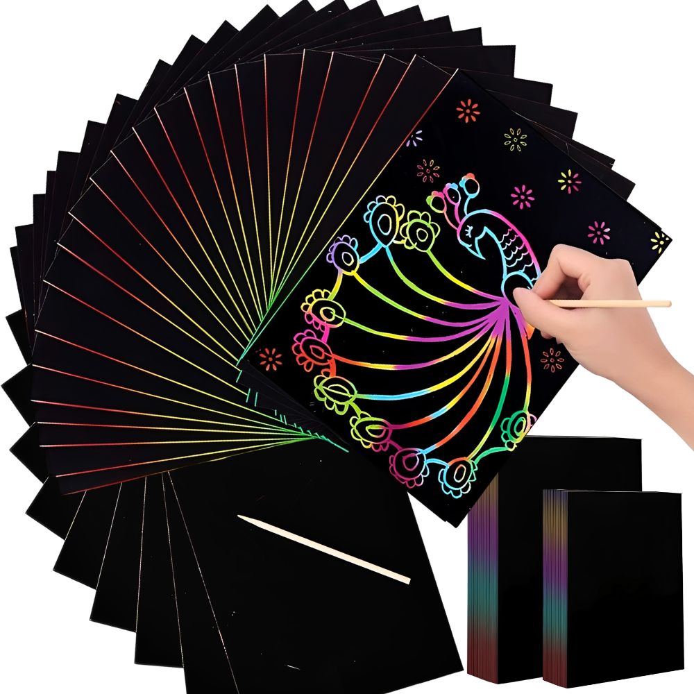 Art Craft Rainbow - 20pcs 16K/32K Rainbow Scratch Paper Art
