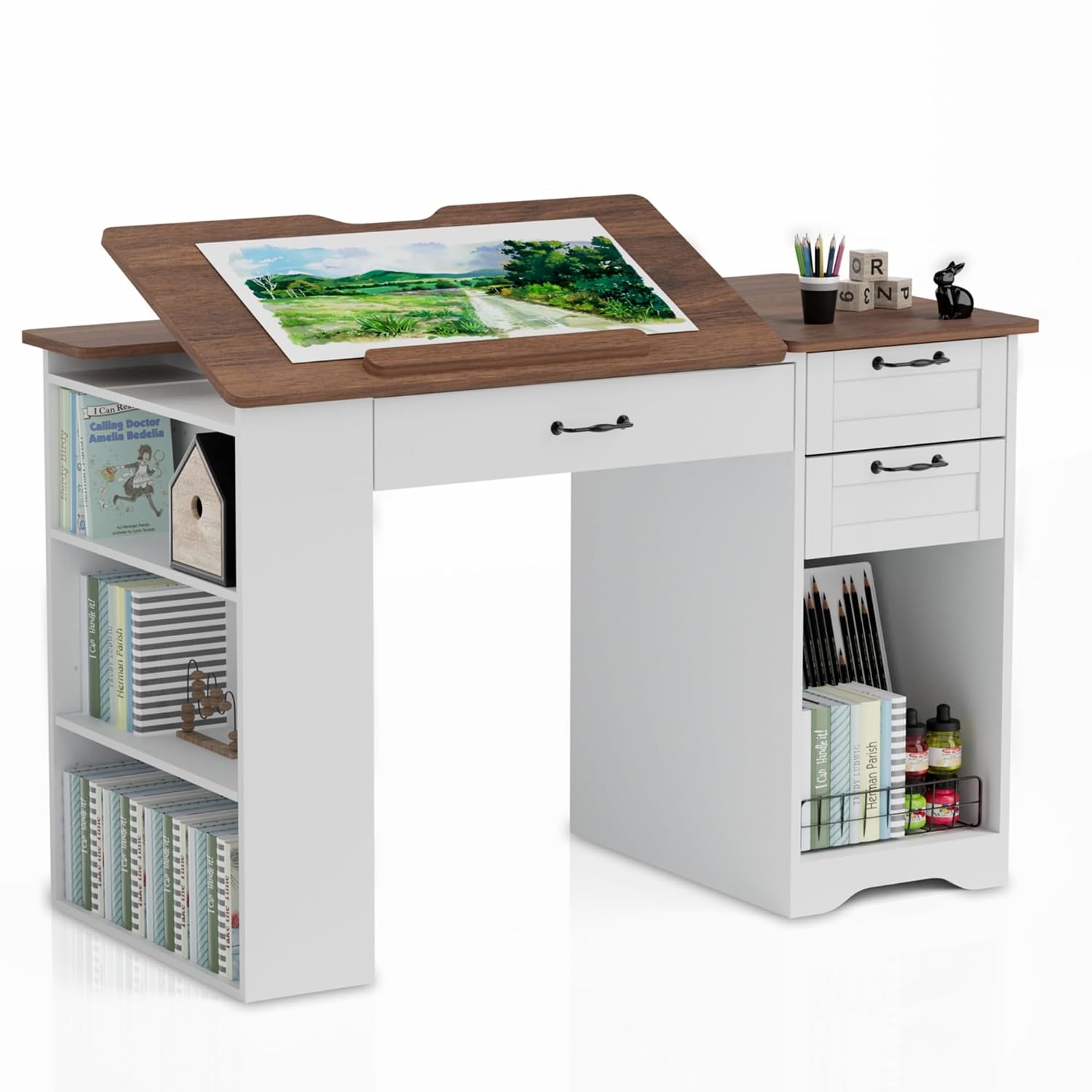 Art & Craft Clipart - Drafting Table with Storage Cabinet &