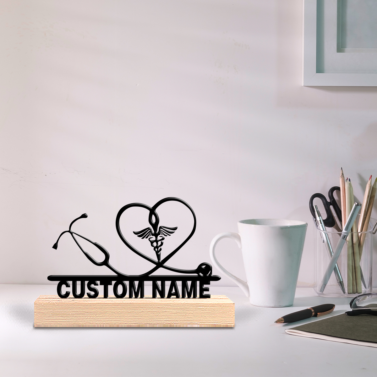 Art Craft Names - 1pc Abstract Stethoscope Personalized Name Metal