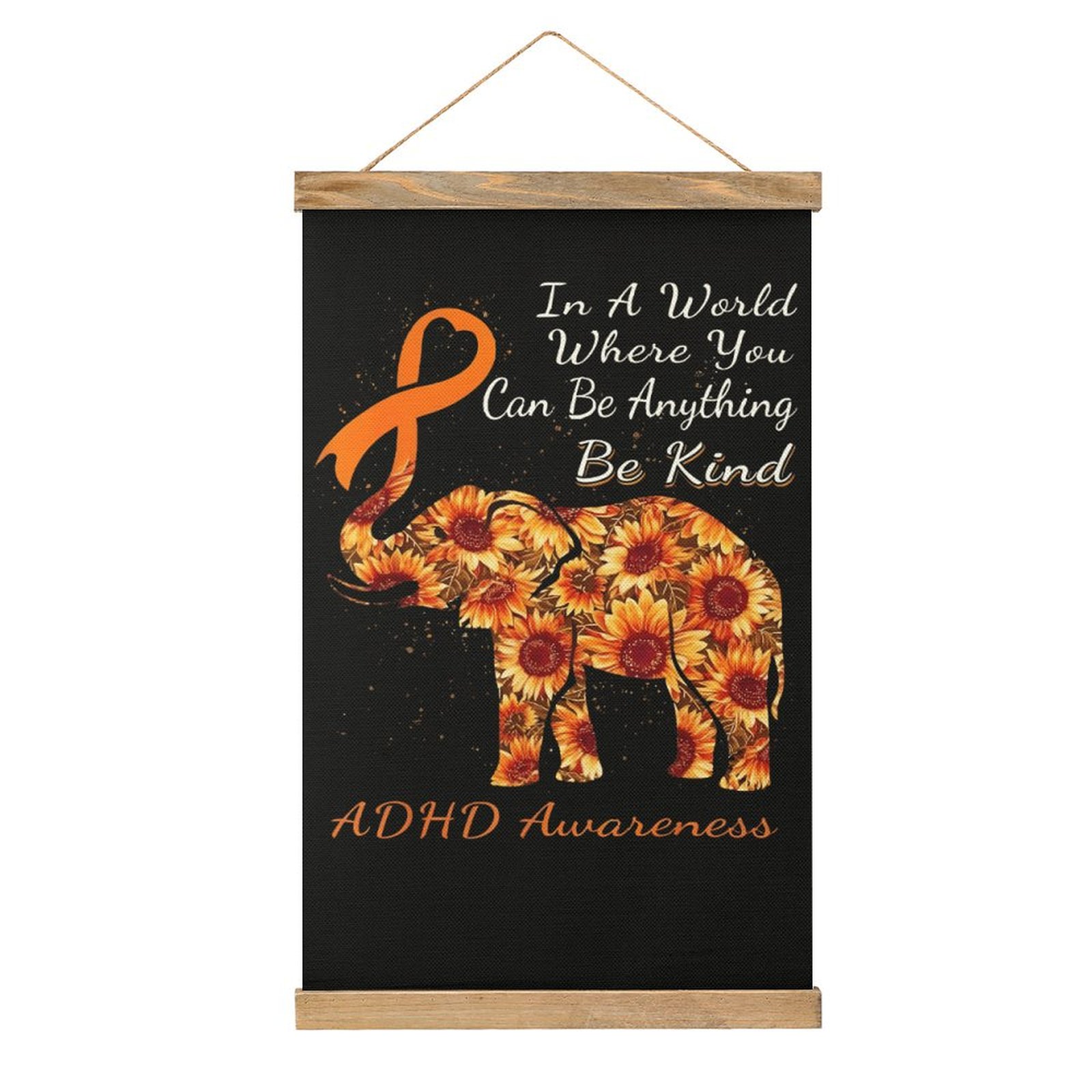 Art Craft Elephant - ADHD Awareness Elephant Sunflower Art Linen