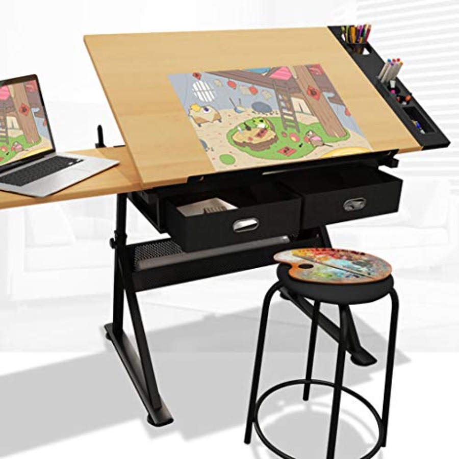 Art & Craft Qatar - Drafting Table with Storage Height Adjustable