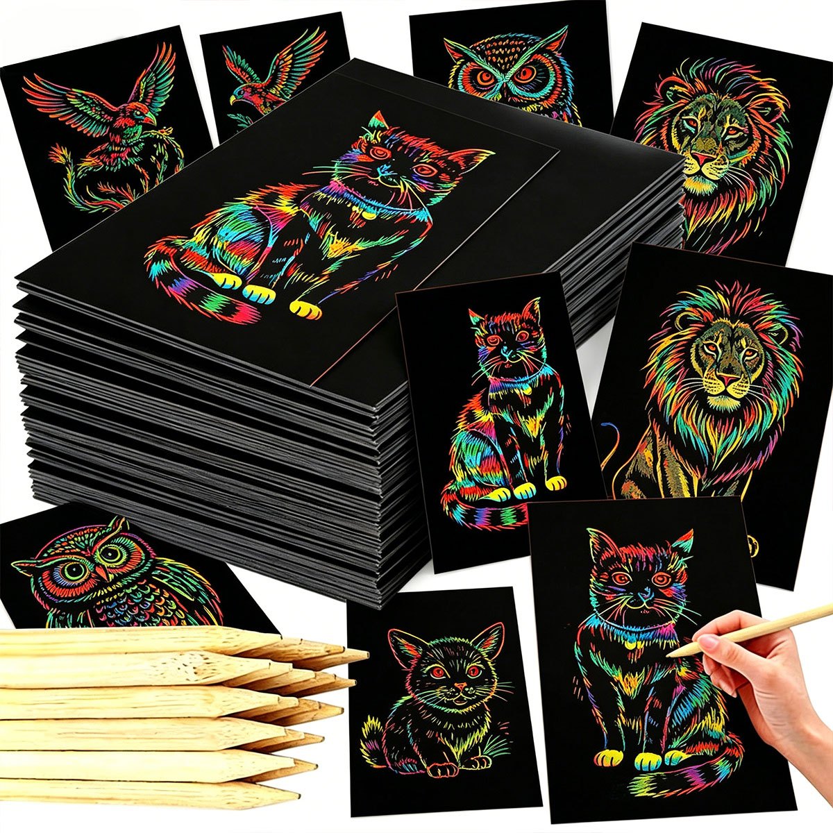 Art Craft Rainbow - 40Pcs 16K/32K Magic Scratch Paper Set