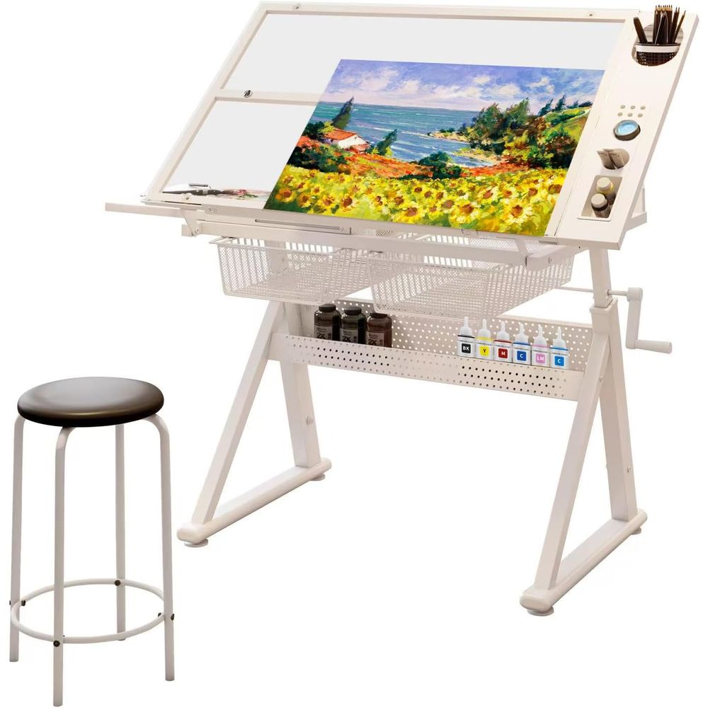Art & Craft Qatar - Adjustable Art Desk with Tempered Glass
