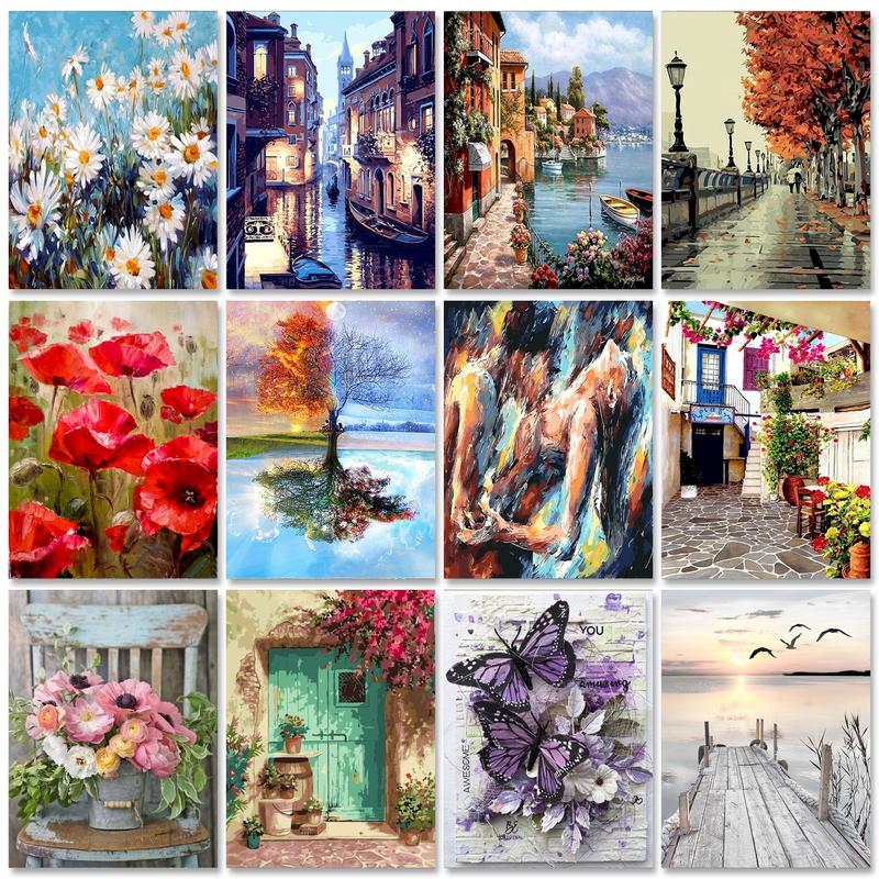 Art Craft Display - GATYZTORY Frame Town Landscape DIY Painting