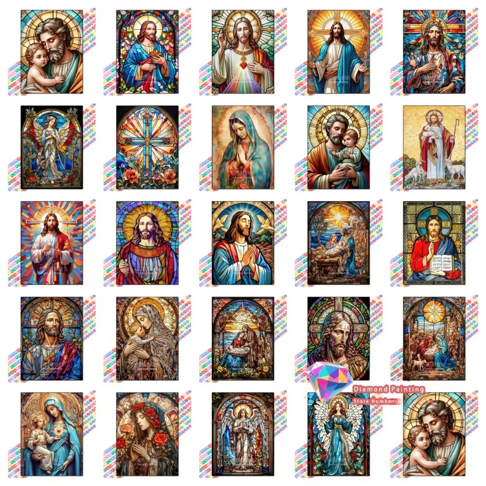 Art Craft Easter - 1PC frameless Easter Jesus Square Round