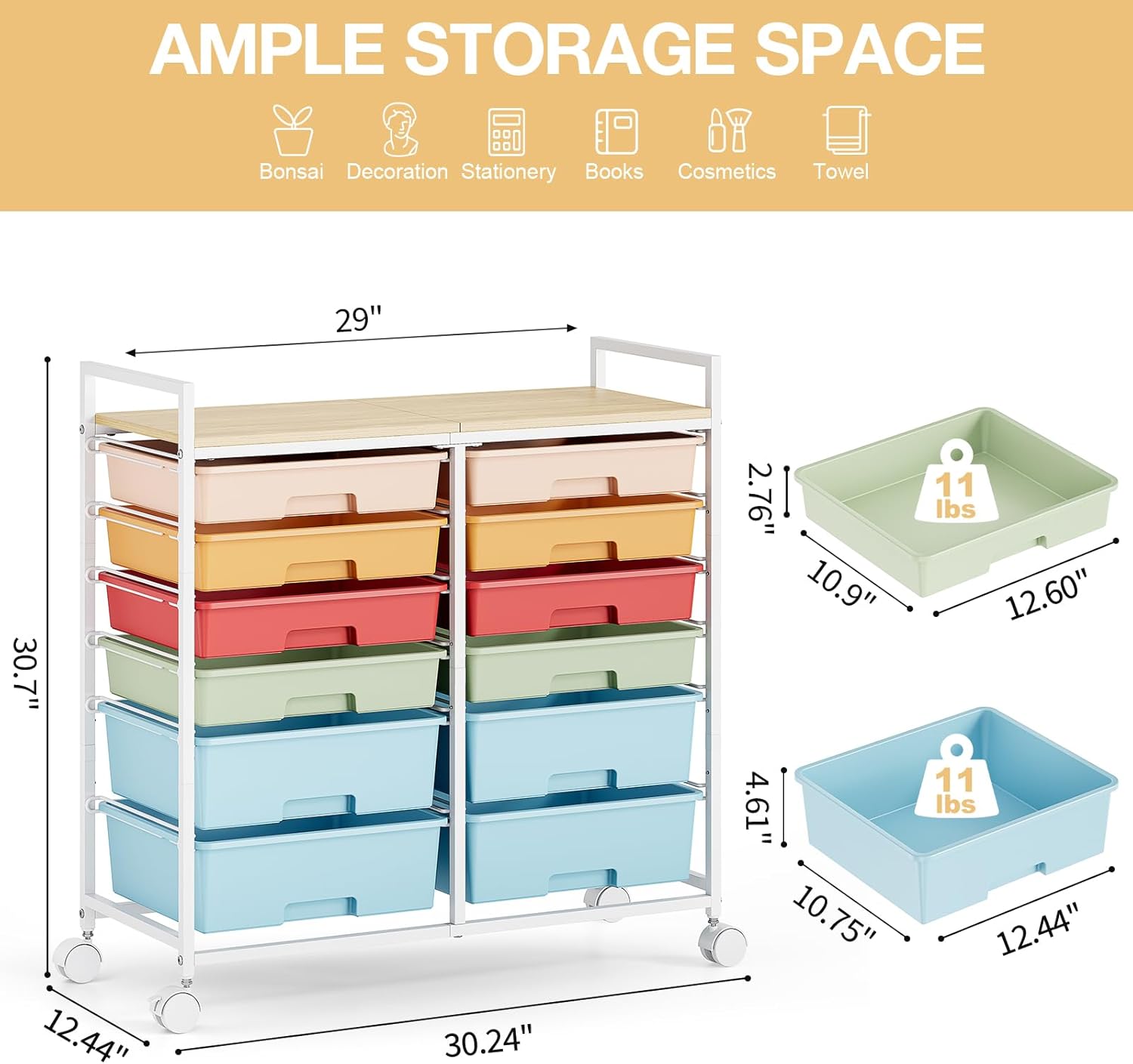 Rolling Storage Cart with 12 D – Art Craft Rainbow Bewertung und Preis