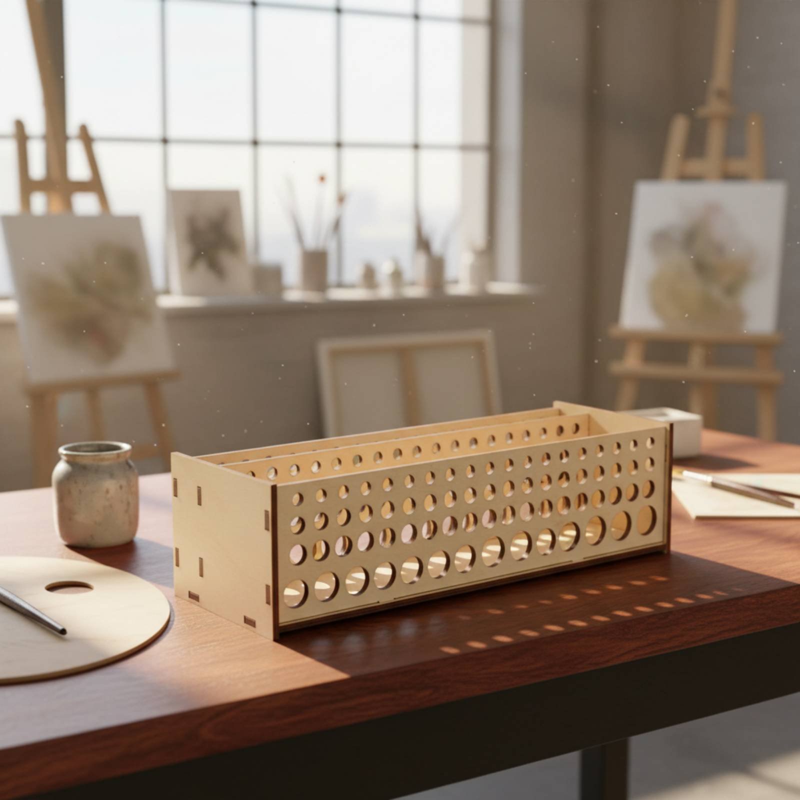 Paint Brush Rack 67 Holes Wood – Art And Craft Studio Bewertung und Preis