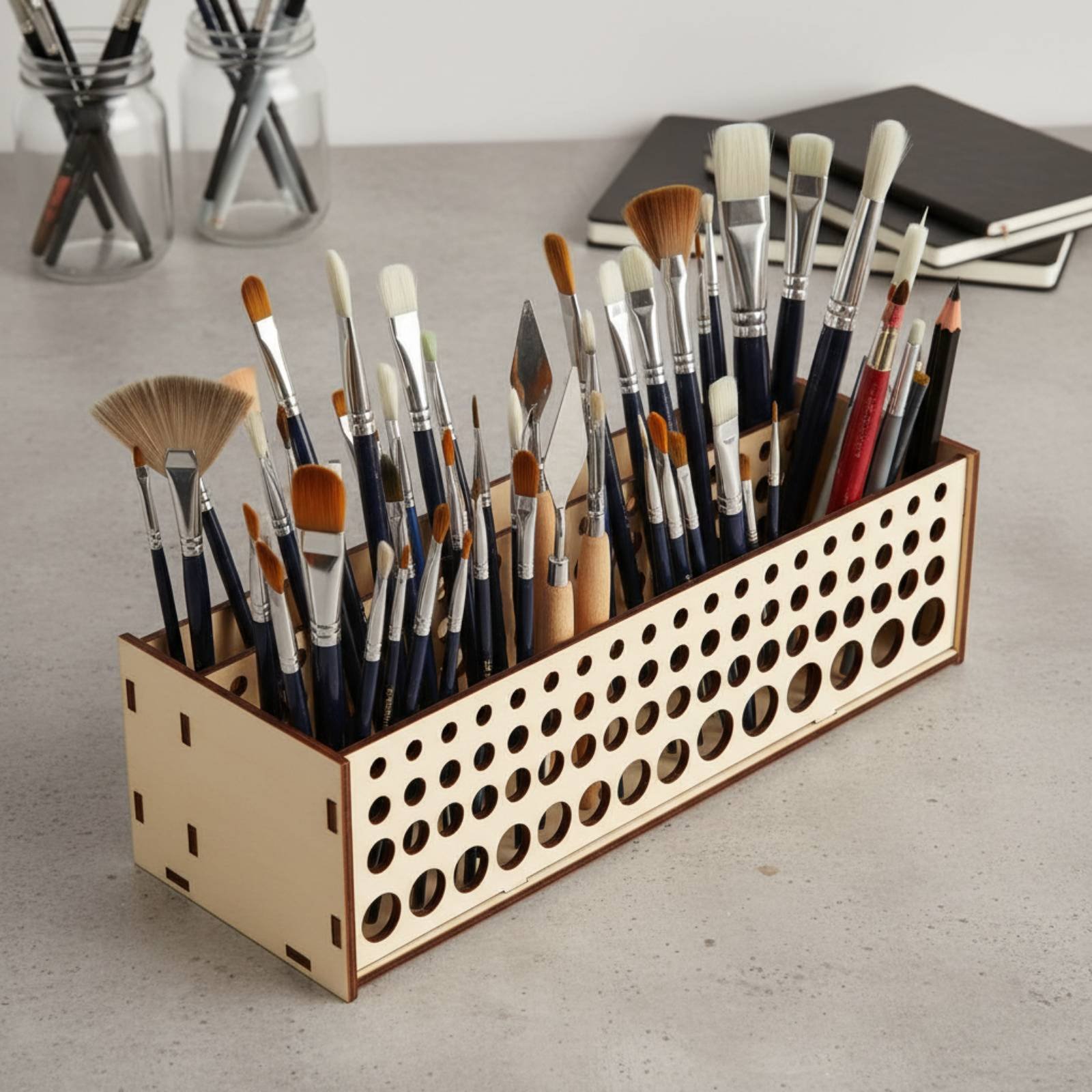 Paint Brush Rack 67 Holes Wood – Art And Craft Studio Bewertung und Preis