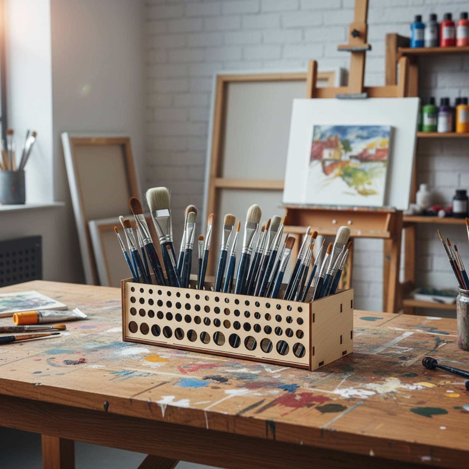 Paint Brush Rack 67 Holes Wood – Art And Craft Studio Bewertung und Preis